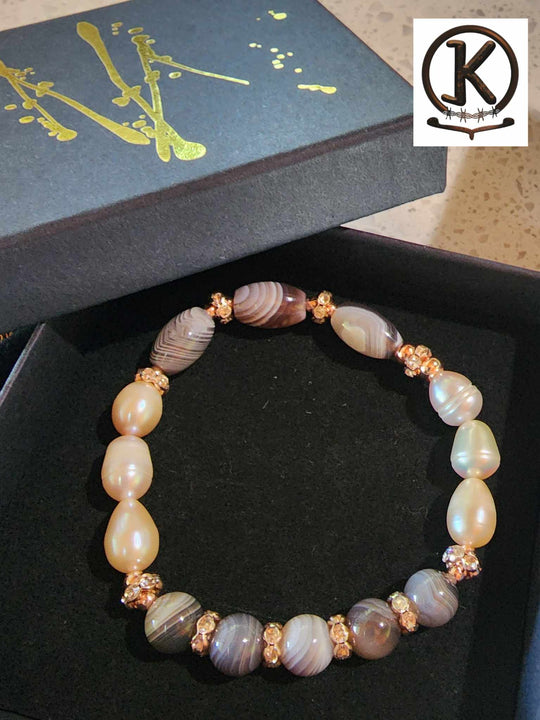 Jewellery - Genuine Semi Precious Gemstone & Freshwater Pearl Bracelet