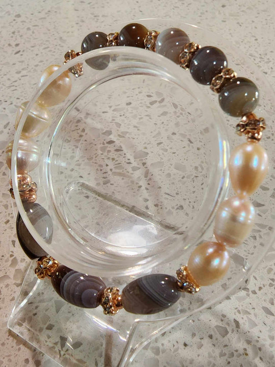 Jewellery - Genuine Semi Precious Gemstone & Freshwater Pearl Bracelet