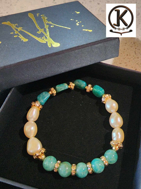 Jewellery - Genuine Semi Precious Gemstone & Freshwater Pearl Bracelet