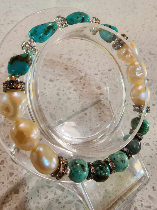 Jewellery - Genuine Semi Precious Gemstone & Freshwater Pearl Bracelet