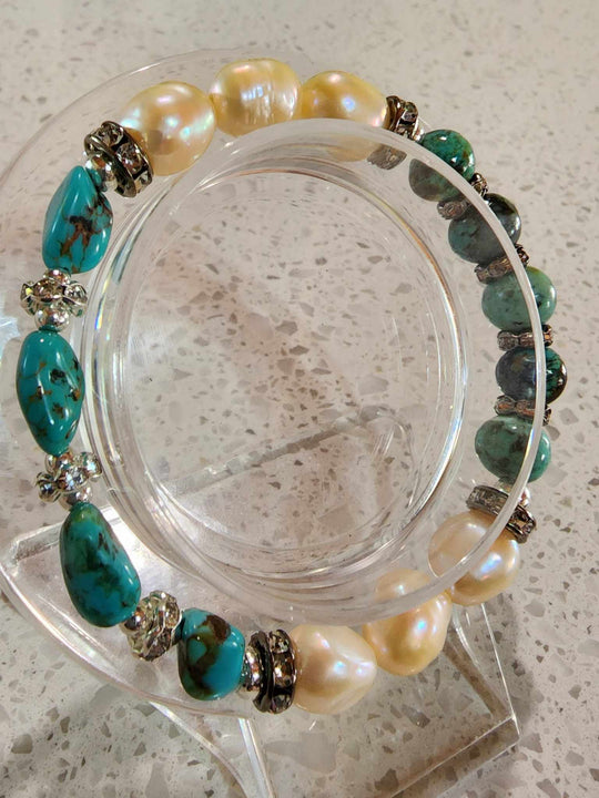 Jewellery - Genuine Semi Precious Gemstone & Freshwater Pearl Bracelet