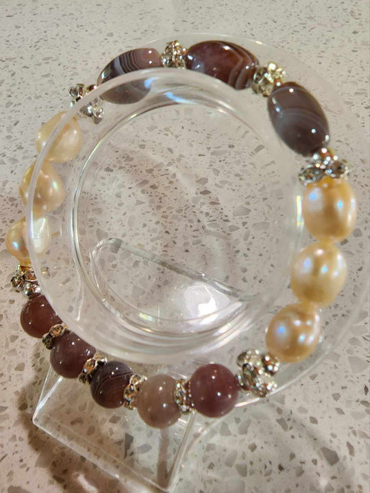 Jewellery - Genuine Semi Precious Gemstone & Freshwater Pearl Bracelet