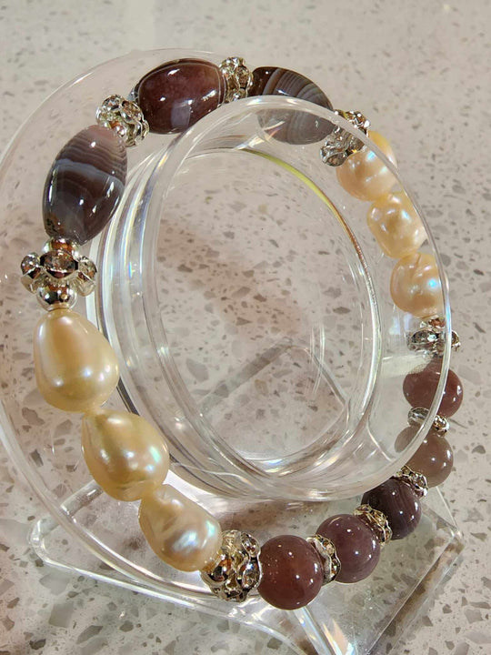 Jewellery - Genuine Semi Precious Gemstone & Freshwater Pearl Bracelet