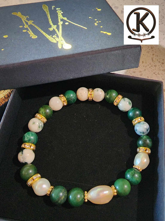 Jewellery - Genuine Semi Precious Gemstone & Freshwater Pearl Bracelet