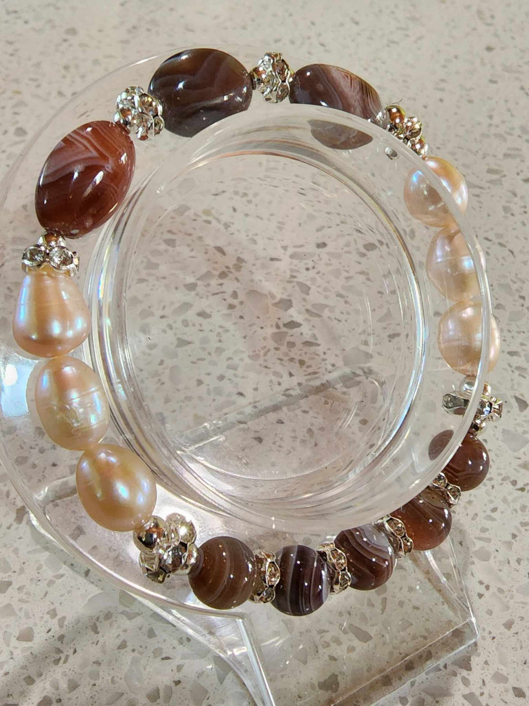 Jewellery - Genuine Semi Precious Gemstone & Freshwater Pearl Bracelet