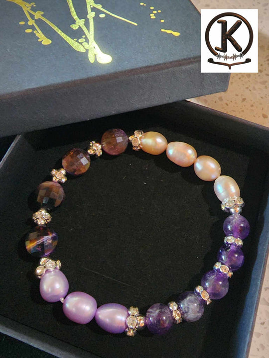 Jewellery - Genuine Semi Precious Gemstone & Freshwater Pearl Bracelet