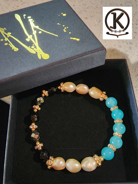 Jewellery - Genuine Semi Precious Gemstone & Freshwater Pearl Bracelet