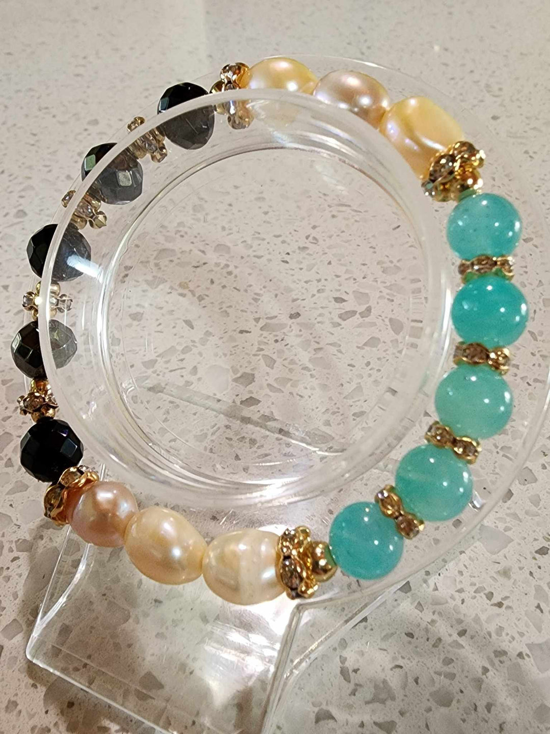 Jewellery - Genuine Semi Precious Gemstone & Freshwater Pearl Bracelet