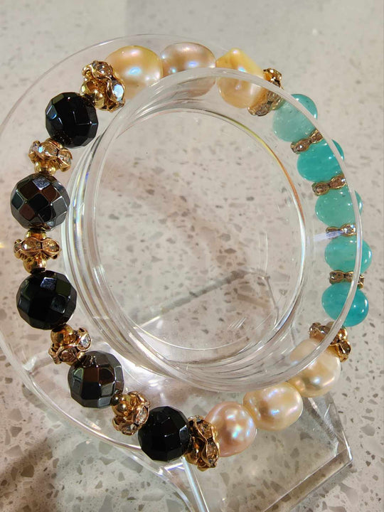 Jewellery - Genuine Semi Precious Gemstone & Freshwater Pearl Bracelet