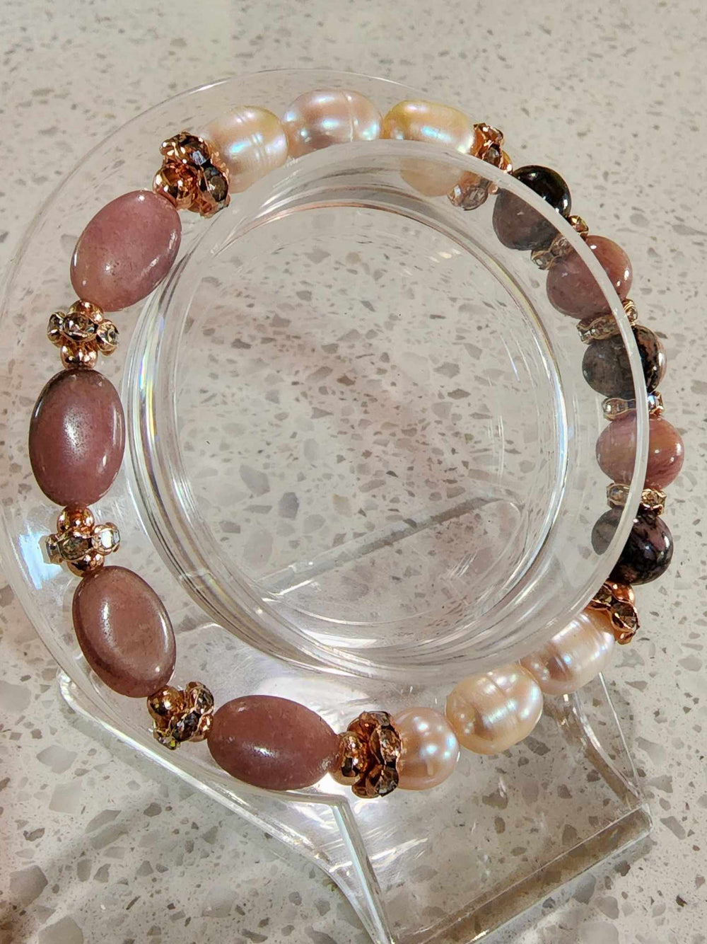 Jewellery - Genuine Semi Precious Gemstone & Freshwater Pearl Bracelet