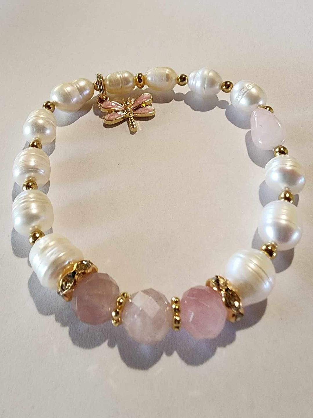 Jewellery - Genuine Multi Freshwater Pearl & Rose Quartz Bracelet