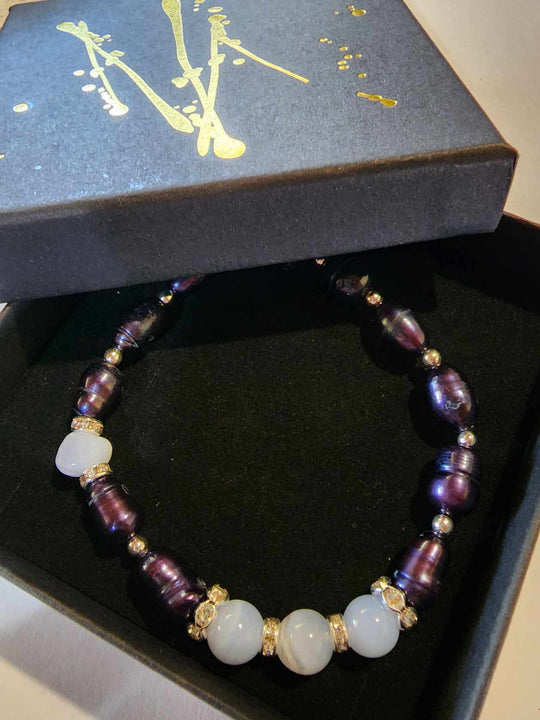 Jewellery - Genuine Multi Freshwater Pearl & Blue Lace Agate