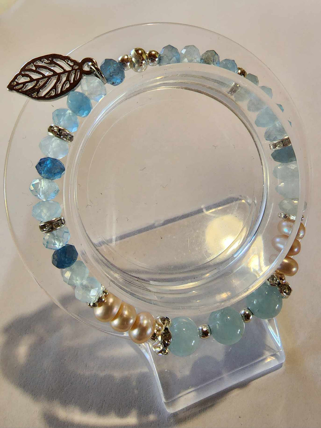 Jewellery - Genuine Multi Freshwater Pearls & Aquamarine Bracelet