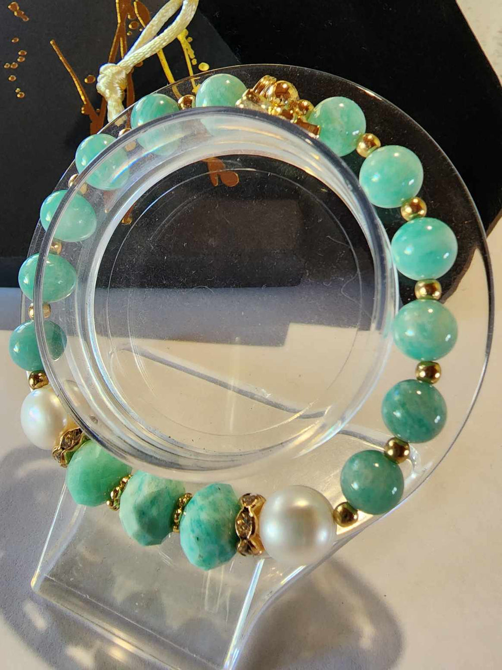 Jewellery - Genuine Multi Freshwater Pearls & Amazonite Bracelet