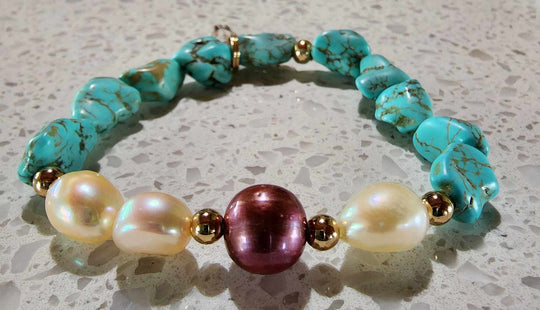 Jewellery - Western Semi Precious Gemstone & Freshwater Pearl Bracelet