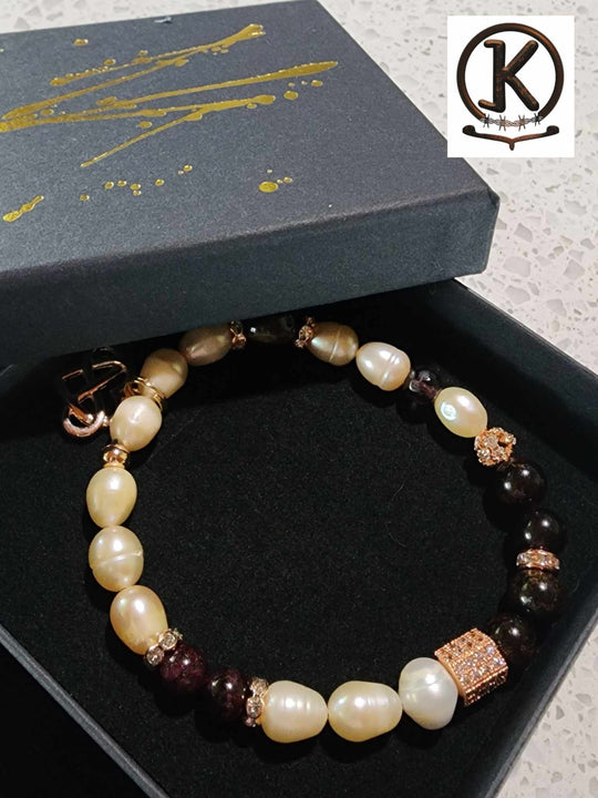 Jewellery - Genuine Semi Precious Gemstone & Freshwater Pearl Bracelet