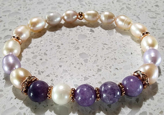 Jewellery - Genuine Semi Precious Gemstone & Freshwater Pearl Bracelet