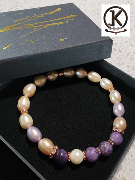 Jewellery - Genuine Semi Precious Gemstone & Freshwater Pearl Bracelet