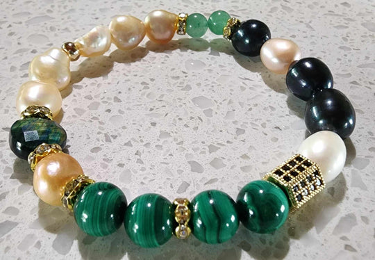 Jewellery - Genuine Semi Precious Gemstone & Freshwater Pearl Bracelet