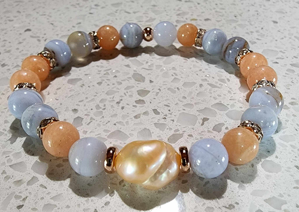 Jewellery - Genuine Semi Precious Gemstone & Freshwater Pearl Bracelet