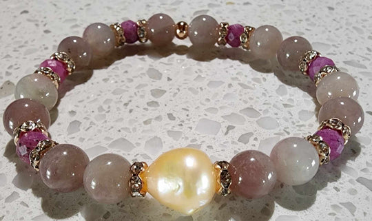 Jewellery - Genuine Semi Precious Gemstone & Freshwater Pearl Bracelet