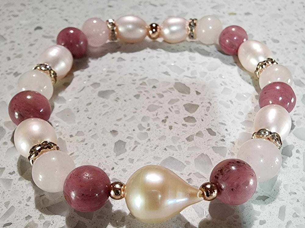 Jewellery - Genuine Semi Precious Gemstone & Freshwater Pearl Bracelet