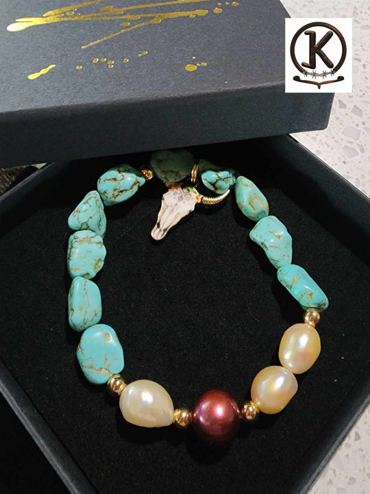 Jewellery - Western Semi Precious Gemstone & Freshwater Pearl Bracelet