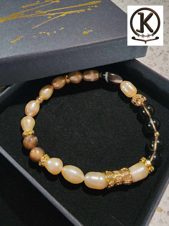 Jewellery - Genuine Semi Precious Gemstone & Freshwater Pearl Bracelet