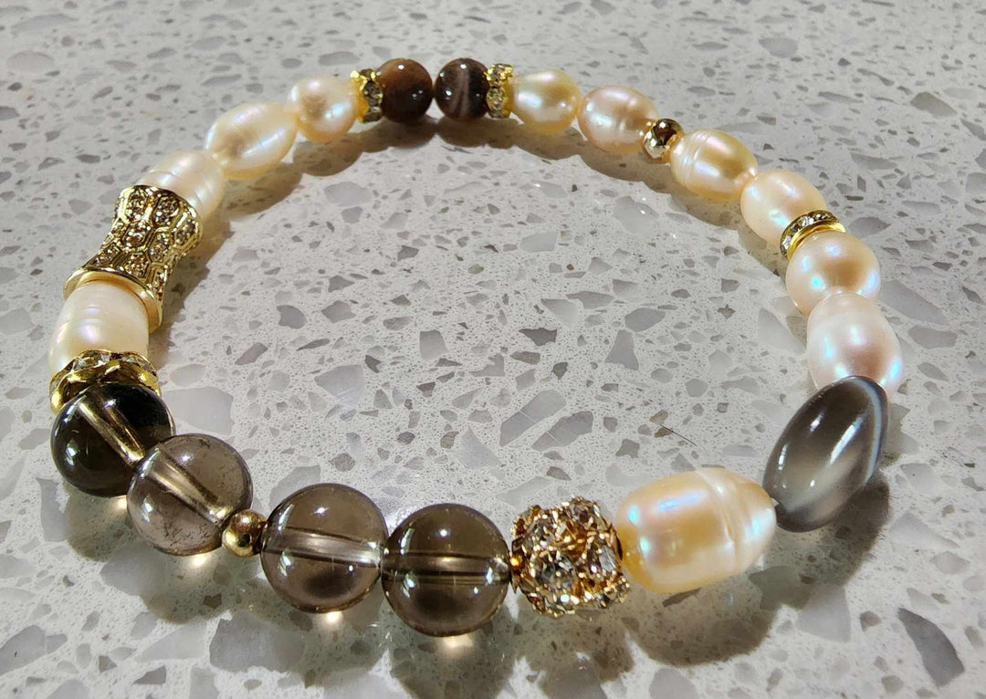 Jewellery - Genuine Semi Precious Gemstone & Freshwater Pearl Bracelet