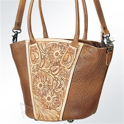 American Darling Genuine Tooled Sunflower Leather  Tote