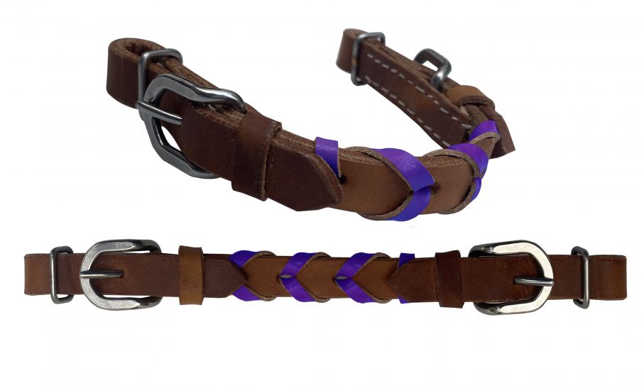 Curb Strap - ® braided leather curb strap with buckles