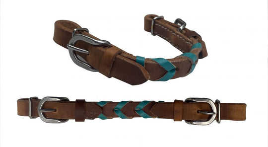 Curb Strap - ® braided leather curb strap with buckles