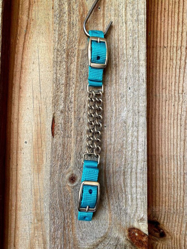 Curb Strap - Teal Nylon Chain fully adjustable  curb strap