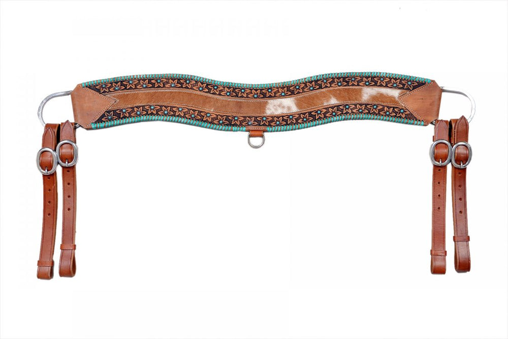 Tripping- Floral tooled Breastcollar w Cowhide Breastplate