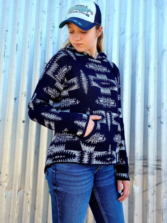 Pure Western Alexandra Knitted Pullover Hoodie Navy