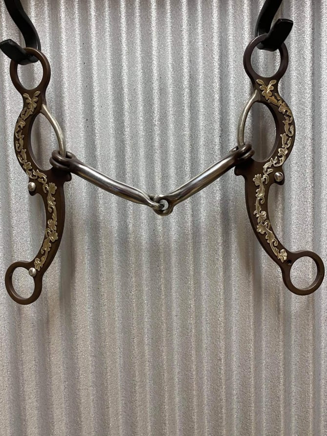 Bits - 6" Brown Steel Western Show  Snaffle bit.