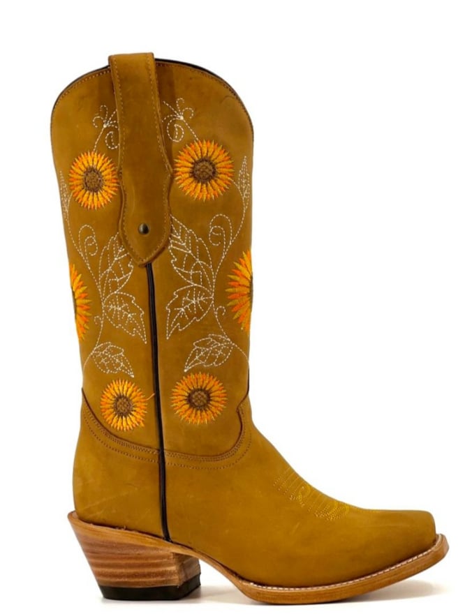 Boots - Ladies Handcrafted Sunflower Boots Size 8