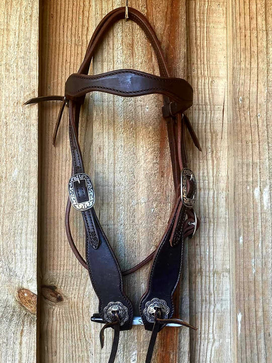 Western Bridle Show Browband High Quality Oiled Leather USA Made