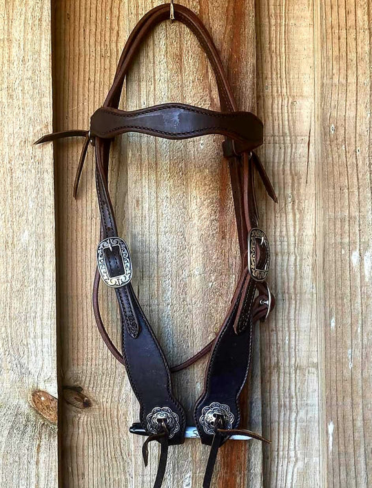 Western Bridle Show Browband High Quality Oiled Leather USA Made