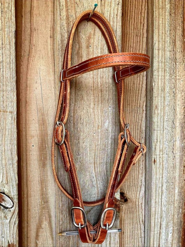 Western Bridle Browband Harness Leather Work Headstall Quick Buckle Ends