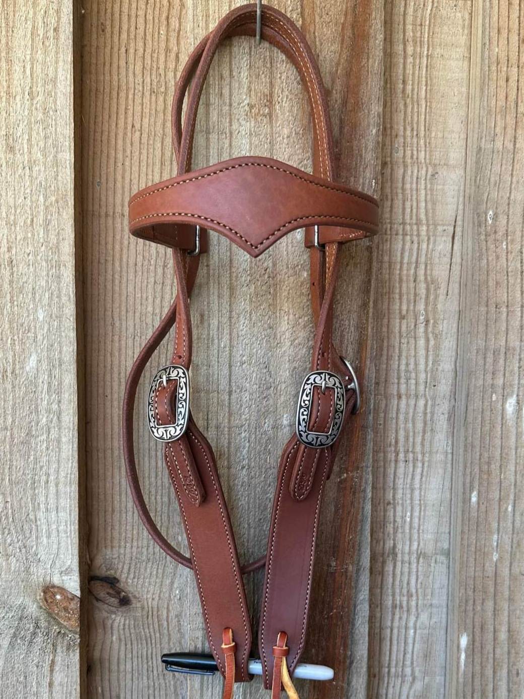 Western Bridle Show Browband High Quality Oiled Leather USA Made