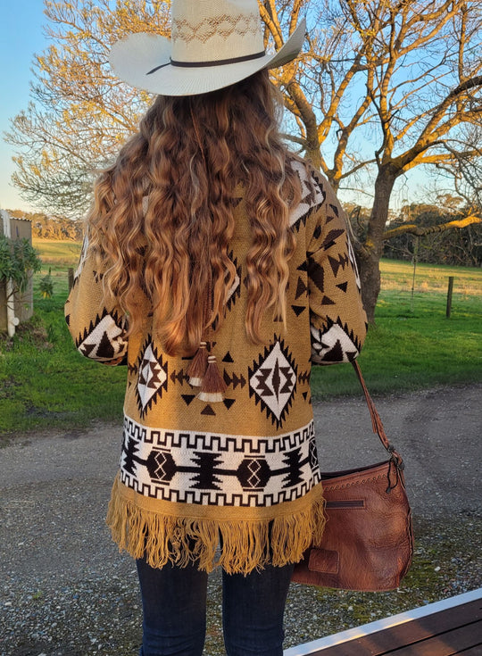 Cardigan - Cheyenne Tan Fringe Cardigan