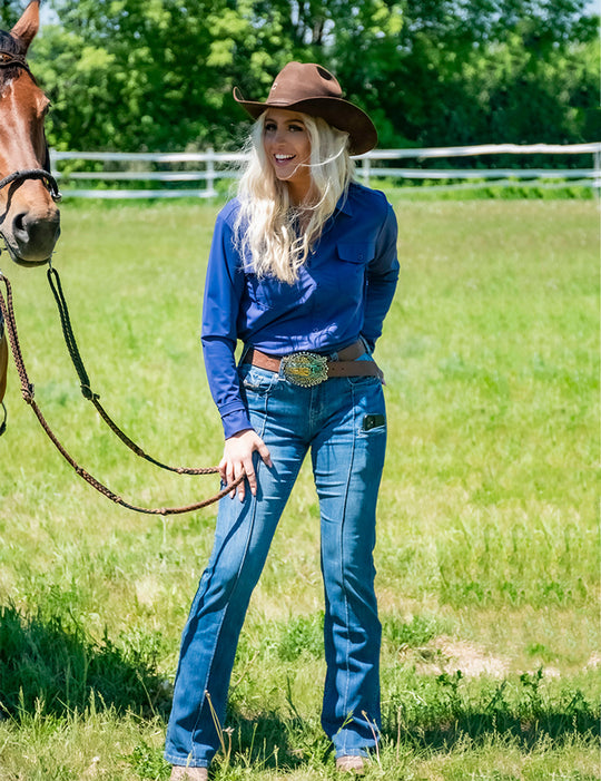 Cowgirl Tuff Lightweight Summer Pintuck Jeans Long Length (35")