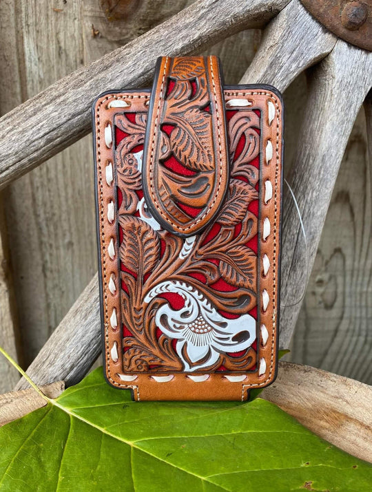 Phone -  Genuine Tooled Leather Phone Holder Case