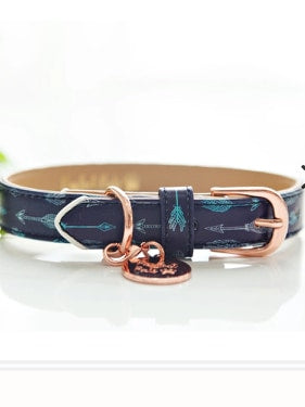 Dog Collar Pretty Arrow Design Rose Gold Fittings