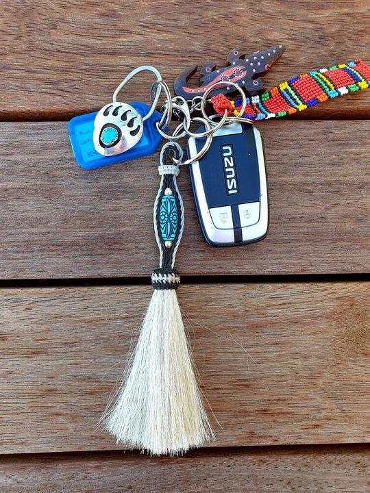 Gift - Genuine HH Bead Detail Key Ring Black/ White