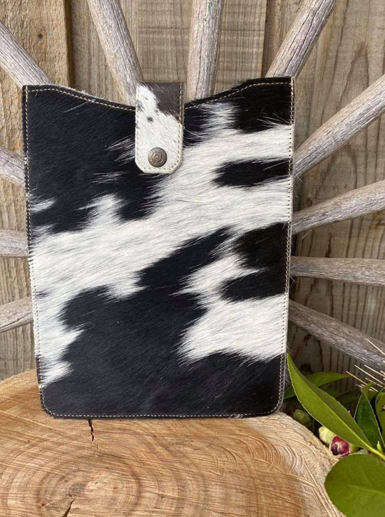 I Pad - Cowhide Black/White Hide  I-PAD COVER