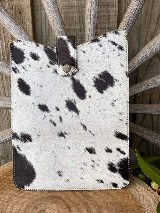 I Pad - Cowhide Black/White Hide  I-PAD COVER