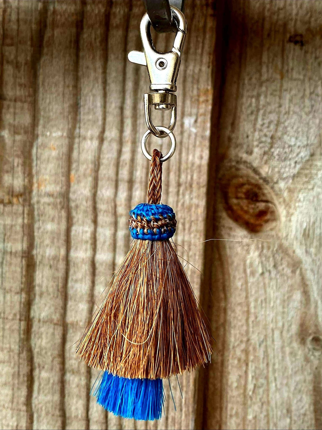 Gift - Genuine HH Mule cut Key ring or Bag Charm Chestnut/ Turquoise