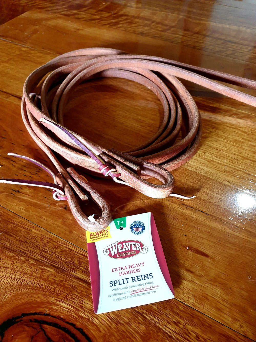 Reins - Weaver  1/2" X 7' Leather Single Ply Light  Harness Split Reins